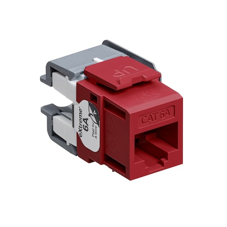 Leviton Extreme Cat6A Quickport Dk Red, Connector, Channel-Rated 6110G-RR6